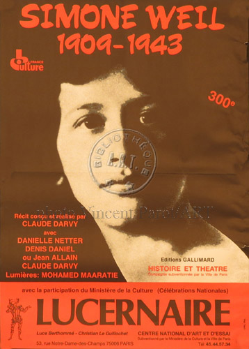 l'affiche originale: Simone Weil 1909-1943