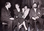 Louis Jouvet, Ingrid Bergman, Simone Berriau et Pierre Brasseur. Ingrid Bergman jouait Jeanne d'Arc au moment du Diable et le Bon Dieu - 1951 - voir textes et biographies/anthologies des auteurs dramatiques