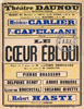 Le Cœur ébloui de Lucien Descaves, mise en scène d'Aurélien Lugné-Poë, avec Pierre Brasseur entre autres, Théâtre Daunou - 1926 - voir collections/affiches de théâtre