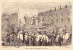 Le th��tre de Tabarin sur la place Dauphine au XVIII�me si�cle, gravure XIX�me - voir textes et biographies/Paris et ses th��tres