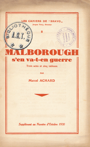 Malborough s'en va-t-en guerre de Marcel Achard