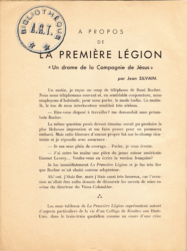 La première légion d'Emmet Lavery