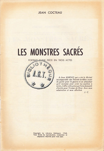 Les Monstres sacrés de Jean Cocteau
