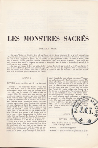 Les Monstres sacrés de Jean Cocteau
