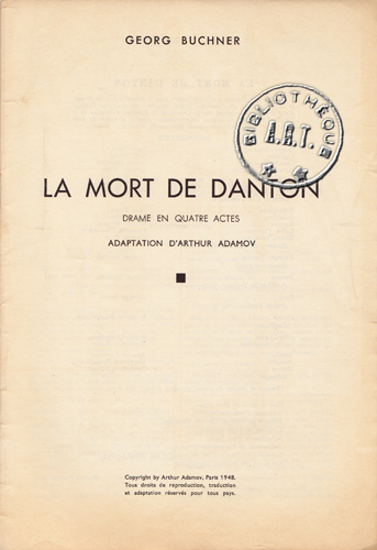La mort de Danton, adaptation d'Arthur Adamov