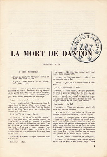 la mort de Danton de Georg Buchnur