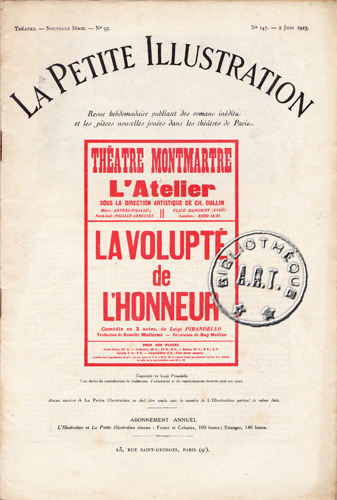 La Volupté de l'honneur de Luigi Pirandello