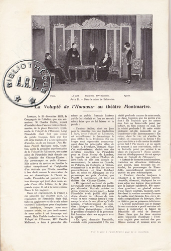 Théâtre Montmartre, 1923, mise en scène de Charles Dullin