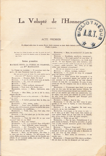 Théâtre Montmartre, 1923, mise en scène de Charles Dullin