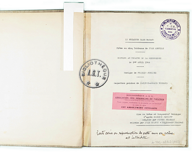 Le Voyageur sans bagage Théâtre des Mathurins 1937