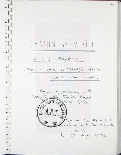 Mise en scène de François Perier