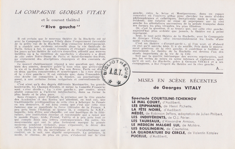 Les programmes de Théatre de l\