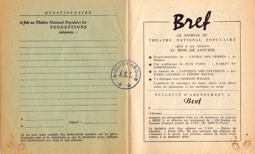 Les programmes de Théatre de l\