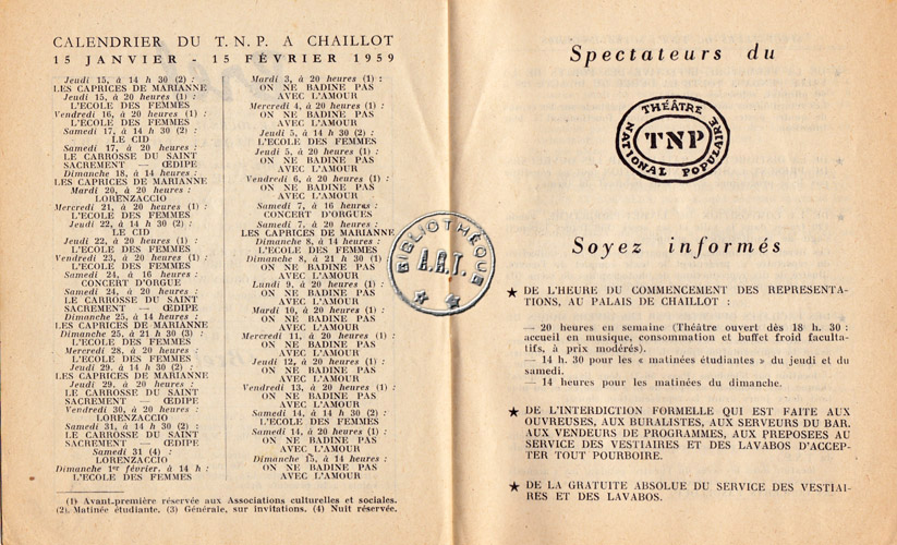 Les programmes de Théatre de l\