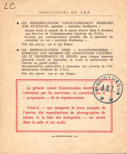 Les programmes de Théatre de l\