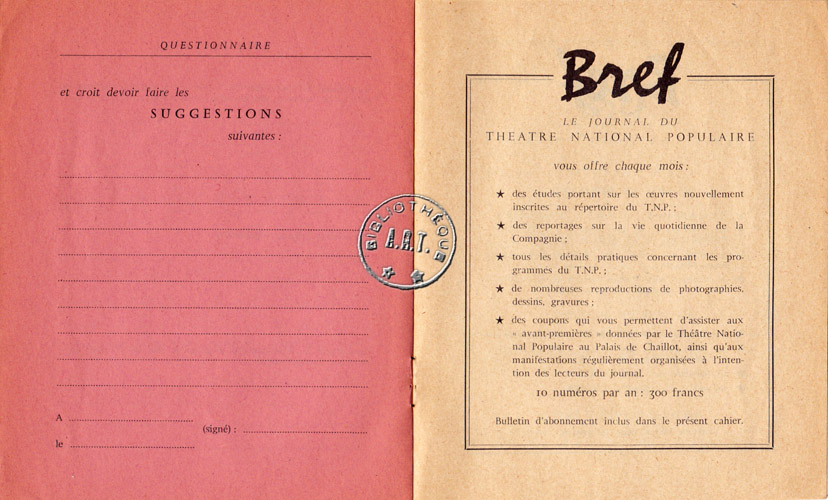 Les programmes de Théatre de l\