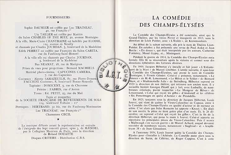 Les programmes de Théatre de l\