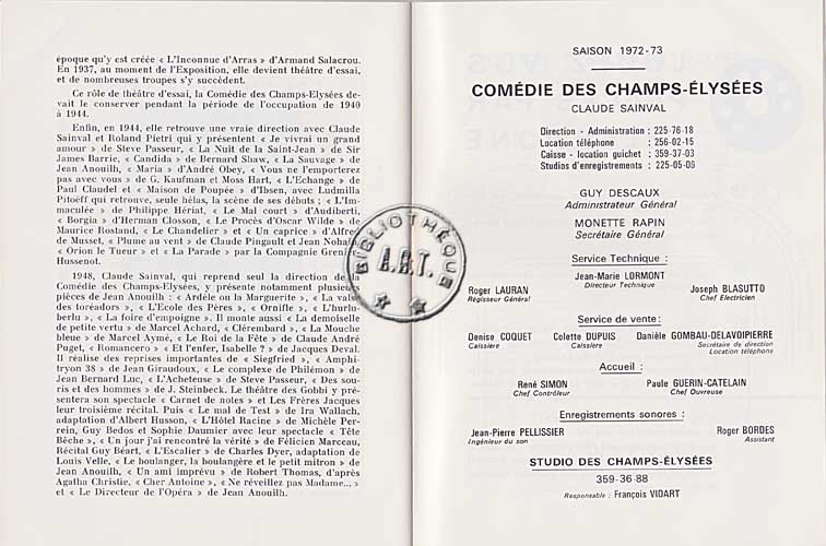 Les programmes de Théatre de l\