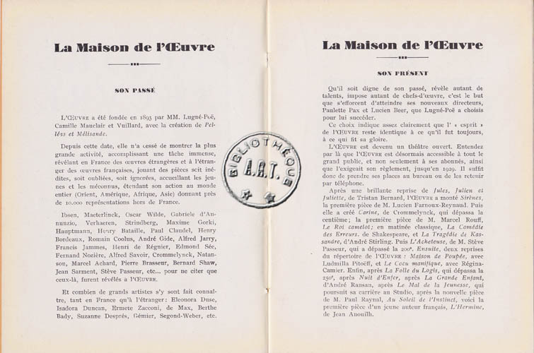 Les programmes de Théatre de l\