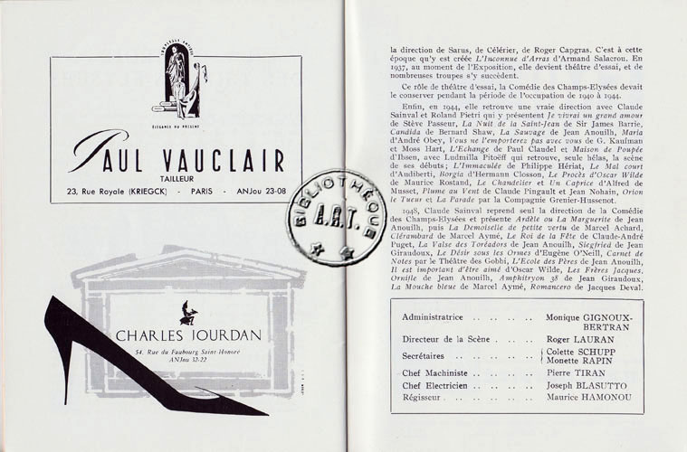 Les programmes de Théatre de l\