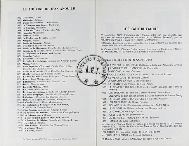 Les programmes de Théatre de l\