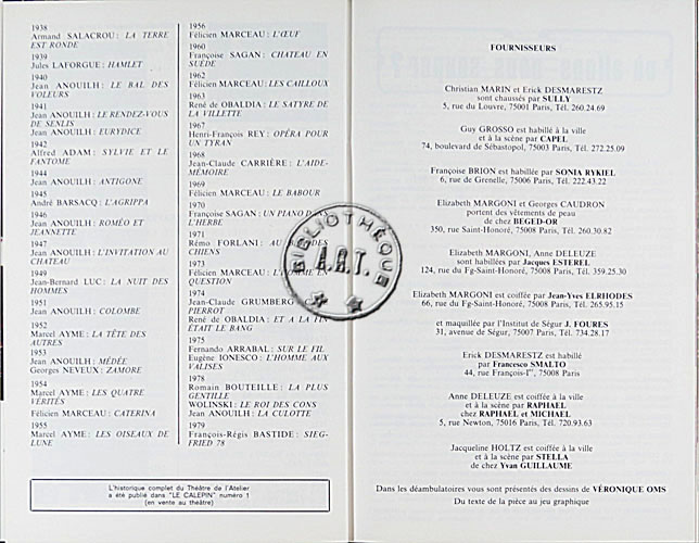 Les programmes de Théatre de l\