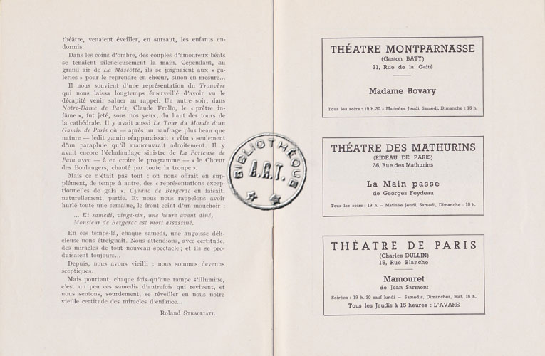 Les programmes de Théatre de l\
