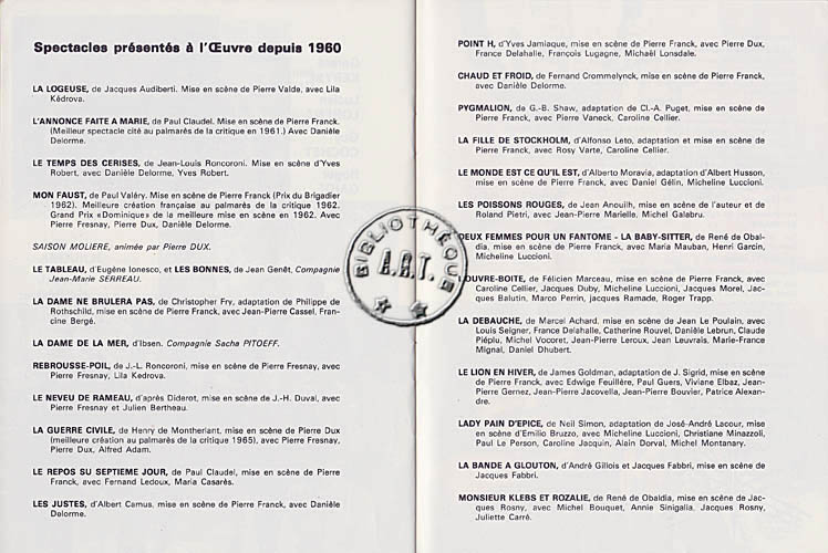 Les programmes de Théatre de l\