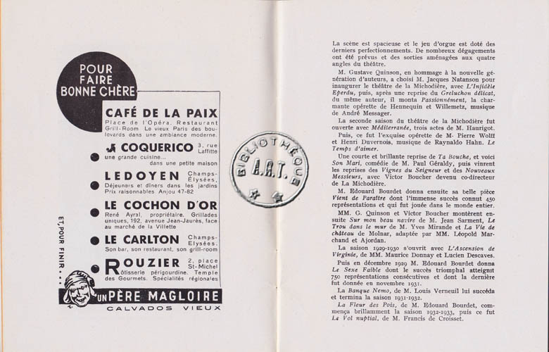 Les programmes de Théatre de l\