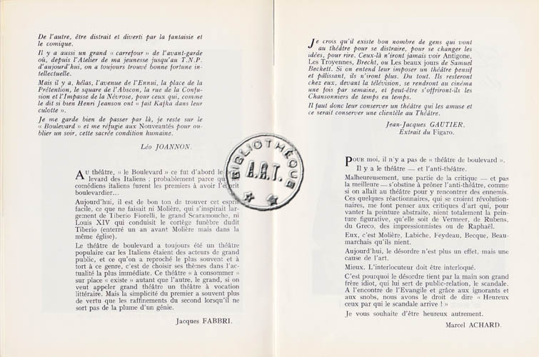 Les programmes de Théatre de l\