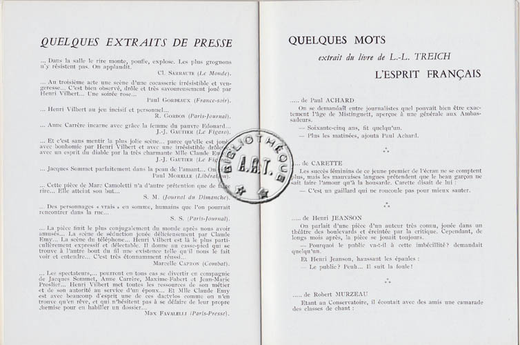 Les programmes de Théatre de l\
