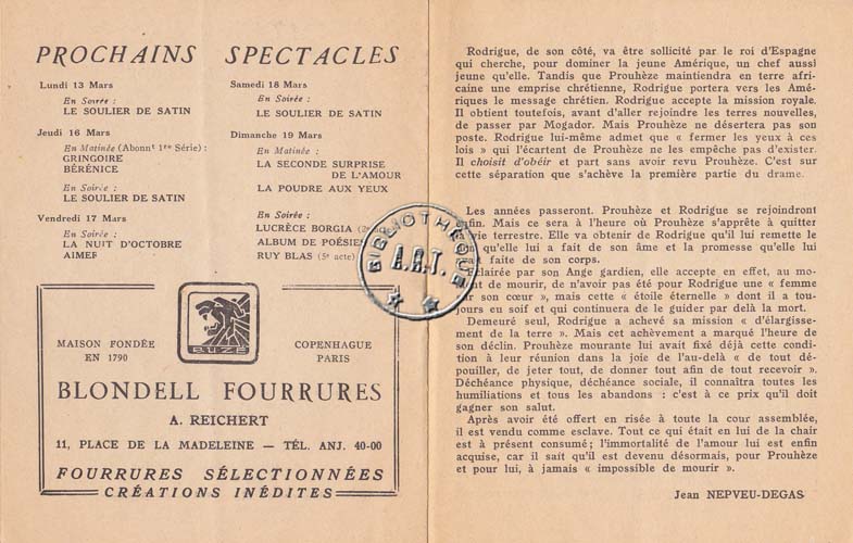 Les programmes de Théatre de l\