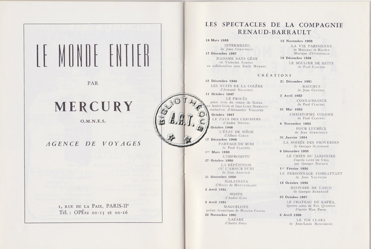 Les programmes de TThéatre de l\