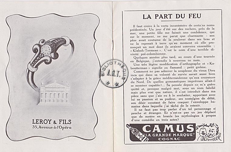 Les programmes de Théatre de l\