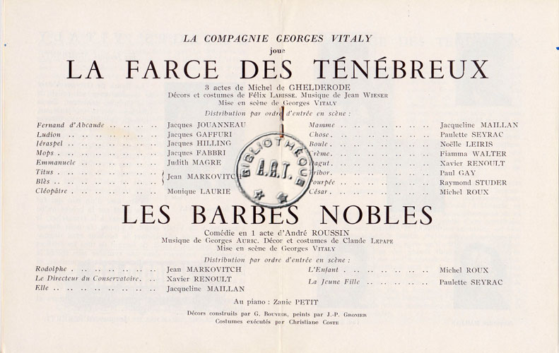 Les programmes de Théatre de l\