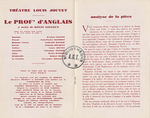 Les programmes de Théatre de l\