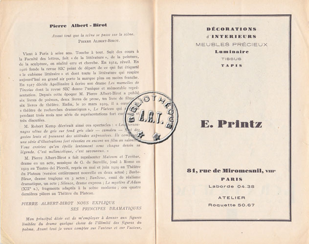 Les programmes de Théatre de l\