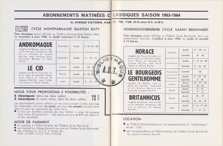 Les programmes de Théatre de l\