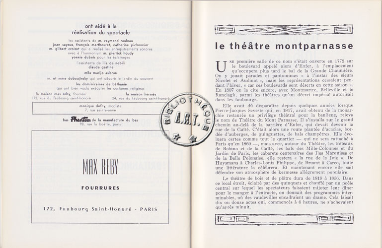 Les programmes de Théatre de l\