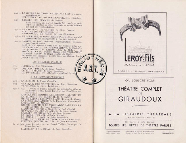 Les programmes de TThéatre de l\