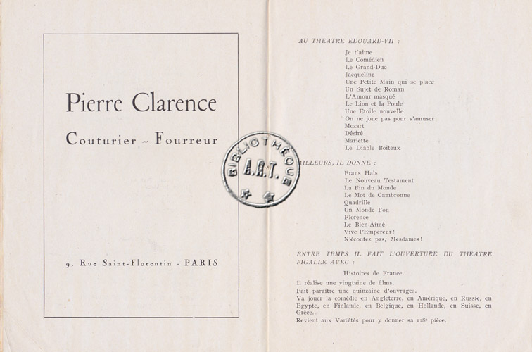 Les programmes de Théatre de l\