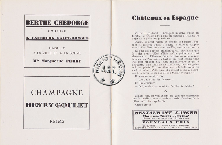 Les programmes de Théatre de l\