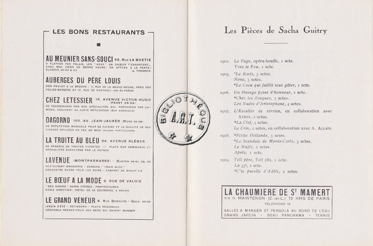 Les programmes de Théatre de l\