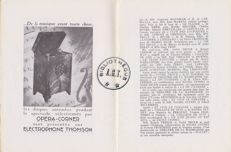 Les programmes de Théatre de l\