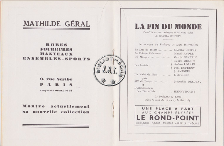 Les programmes de Théatre de l\