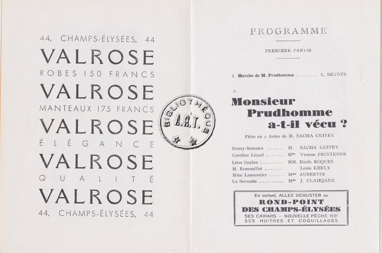 Les programmes de Théatre de l\