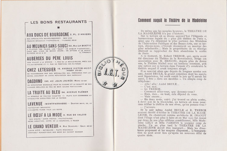 Les programmes de Théatre de l\