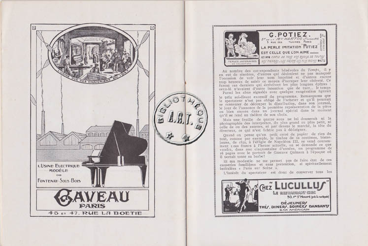 Les programmes de Théatre de l\
