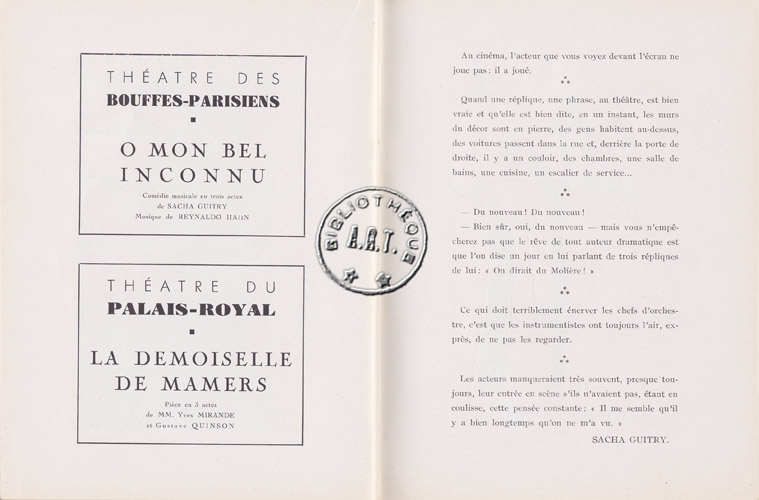 Les programmes de Théatre de l\