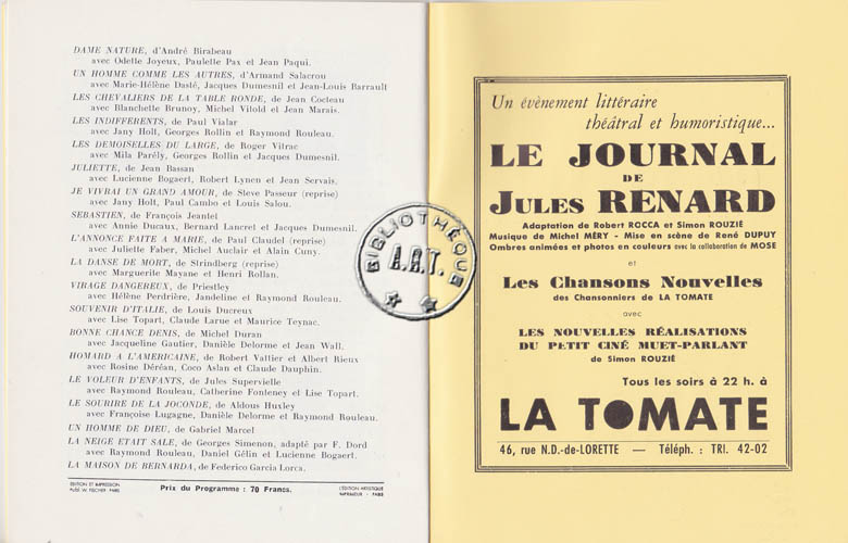 Les programmes de Théatre de l\